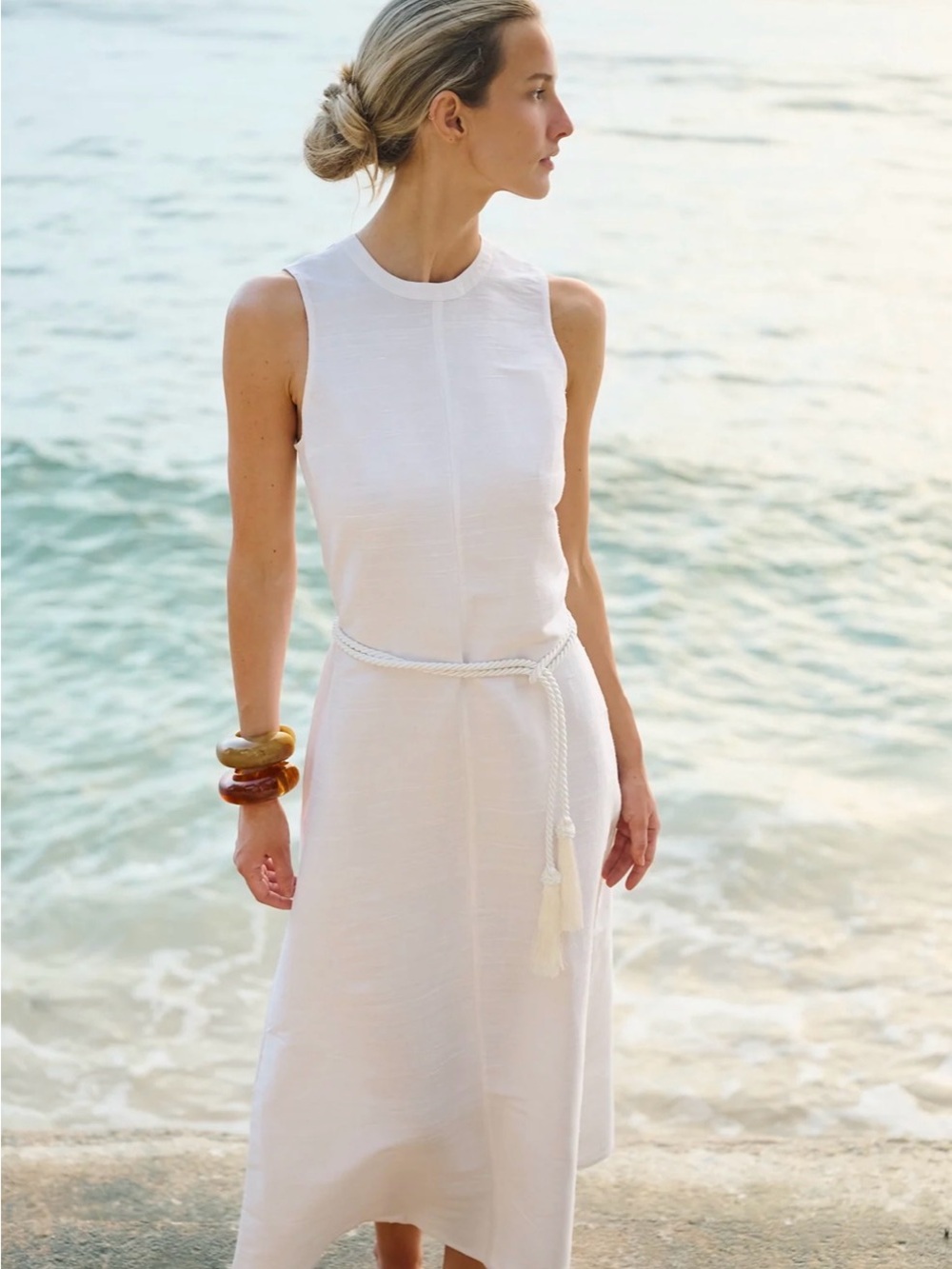 Julia Amory slim Jane dress in white silk dupioni. Size small, brand new.